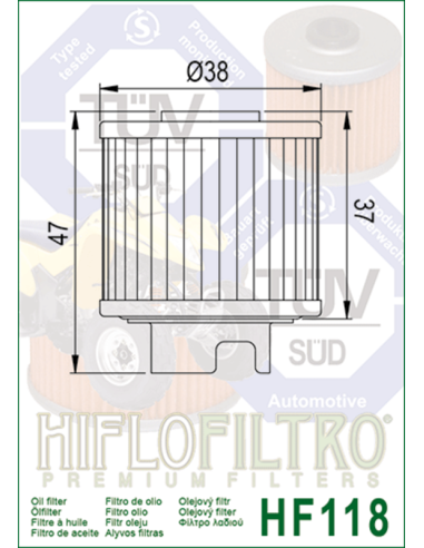 HIFLOFILTRO Oil Filter - HF118 Honda