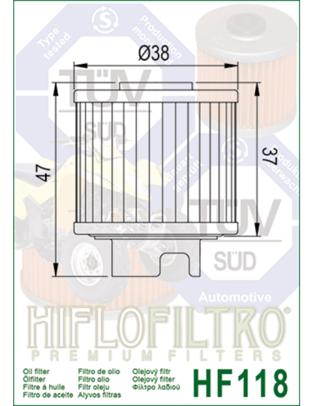HIFLOFILTRO Oil Filter - HF118 Honda