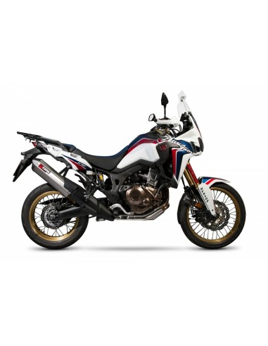 SCORPION Serket Amortizor paralel din oțel inoxidabil periat/Capac ABS negru Honda CRF1000L Africa Twin