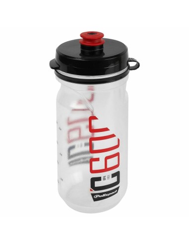 POLISPORT Water Bottle C600 Clear/Black/Red Clip On Cap 600ml