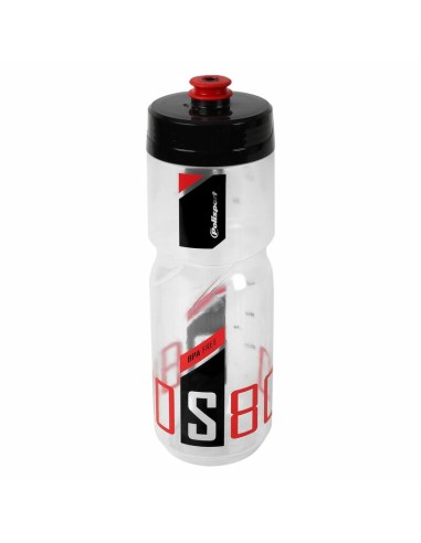 POLISPORT Water Bottle S800 Clear/Black/Red Screw-On Cap 800ml