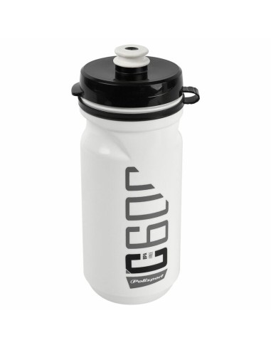 POLISPORT Water Bottle C600 White/Black Clip On Cap 600ml