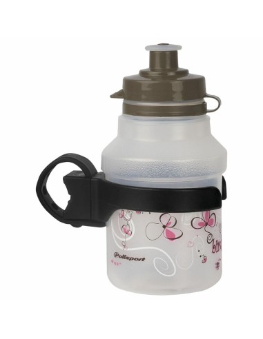 POLISPORT Water Bottle Birdy Clip-On Cap + Rotative Bottle Cage Clear 350ml