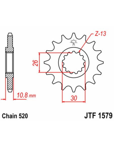 JT SPROCKETS Pinion față standard din oțel 1579 - 520
