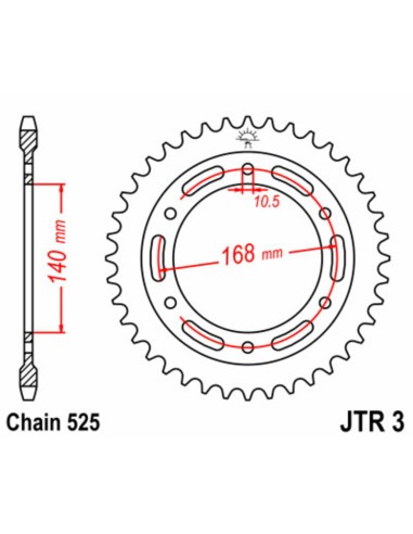 JT SPROCKETS Pinion standard din oțel 3 - 525
