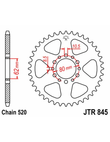 JT SPROCKETS Pinion standard din oțel 845 - 520