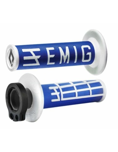 ODI Emig V2 Lock-on Grips Half Waffle Blue & White