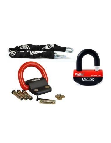 VECTOR Anti-Theft Kit - MiniMax+ Disc Lock Ø16mm + Chain Ø13mm / 1,3m + Anchor Ø22mm