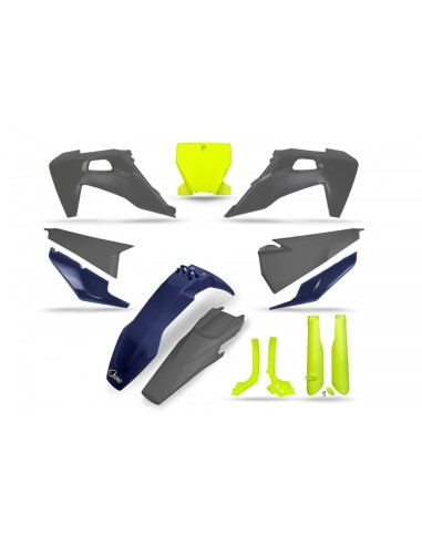 UFO Plastics Kit Neon Yellow/Blue/Grey - Husqvarna