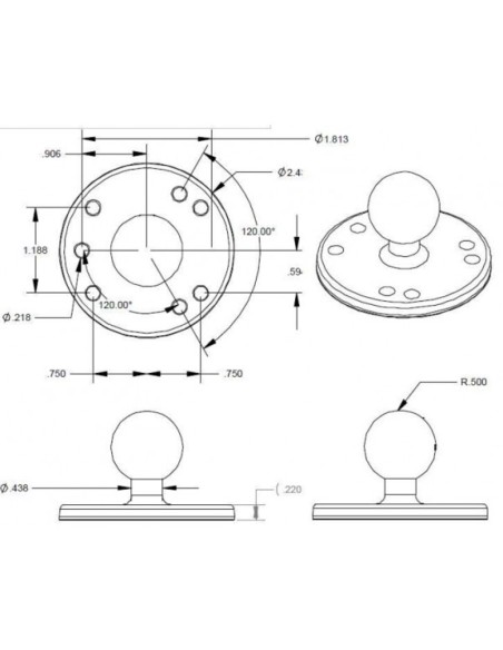 RAM MOUNTS Round Plate - B Size Ball