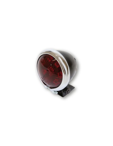 SHIN YO LED Taillight Bates Style, Black Housing With Chrome Frame, Red Glass