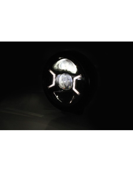 HIGHSIDER pro 7 Inch Headlight HD-Style Type 2 LED Black E-Approved (1pc)