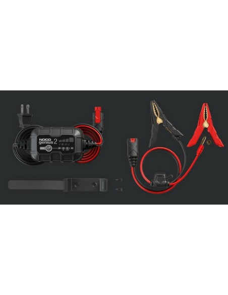 NOCO Genius2 Battery Charger Promotional Pack Smart Battery Charger Clamps with Integrated Eyelets 10+1 Free