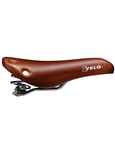 VELO Bicycle Saddle w/spring brown leather+rivet