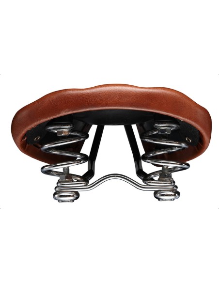 Șa de bicicletă VELO cu piele maro de primăvară+nit