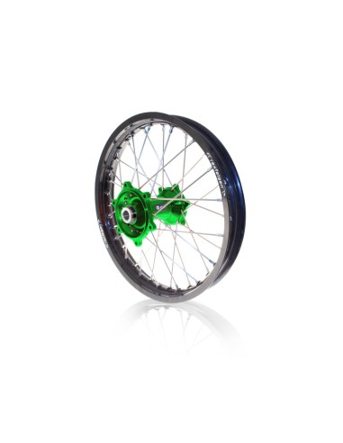 ART MX Complete Front + Rear Wheel 21x1,60/19x1,85 Black Rim/Green Hub Kawasaki