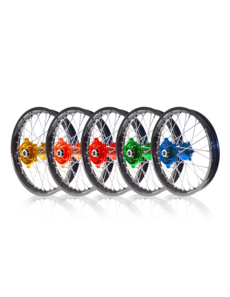 ART MX Complete Front + Rear Wheel 21x1,60/19x1,85 Black Rim/Green Hub Kawasaki