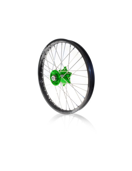ART MX Complete Front + Rear Wheel 21x1,60/19x1,85 Black Rim/Green Hub Kawasaki
