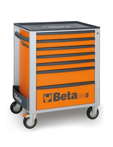 BETA Mobile Roller Cab with seven drawers Orange