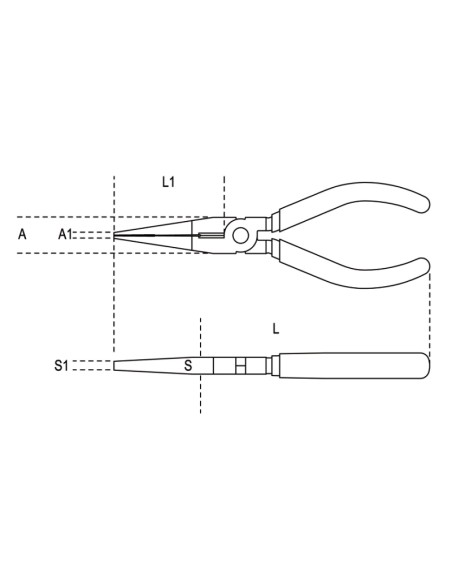 BETA Extra long Flat Knurled Nose Pliers Size 200 Bi-Material Handles