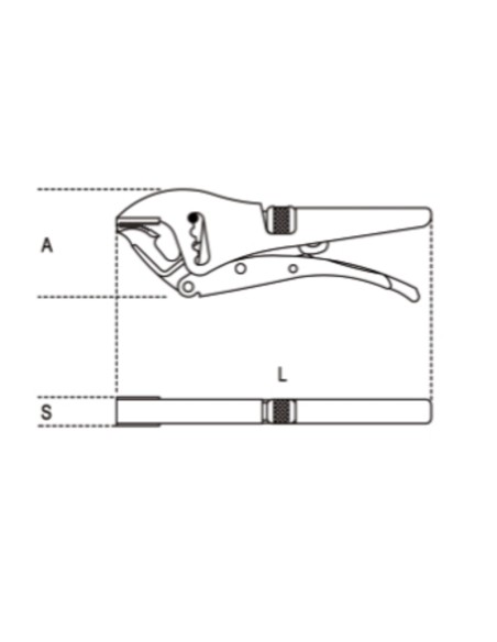 BETA Self-Locking Pliers with long jaws with adjustment screw