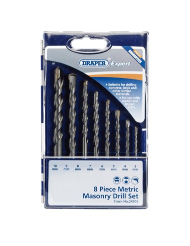 DRAPER Metric Masonry Drill 3-10Mm 8 Pieces