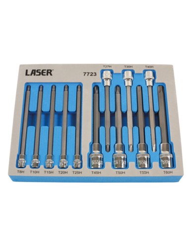 LASER TOOLS Set de bucăți lungi pentru prize Torx® Tamperproof - 12 bucăți