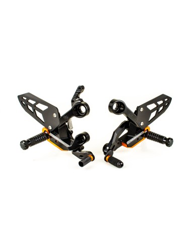 GILLES TOOLING VCR38GT Adjustable Rearset Black/Orange KTM 790 Duke