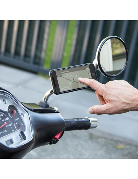 SP-CONNECT Moto Bundle fixed on Mirror iPhone 8/7/6/6S