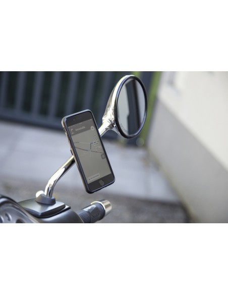 SP-CONNECT Moto Bundle fixed on Mirror iPhone 8/7/6/6S
