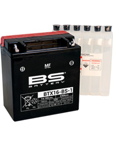 BS BATTERY Battery Maintenance Free with Acid Pack - BTX16-BS-1