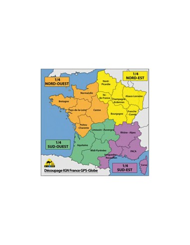 GPS Globe IGN Map 1/4 France Southeast 1/25000e