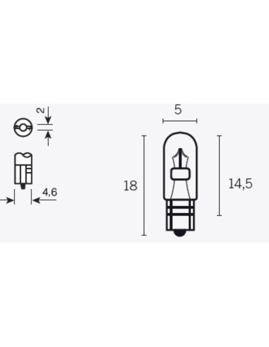 V PARTS T5 Light Bulbs 12V 1,2W - x10