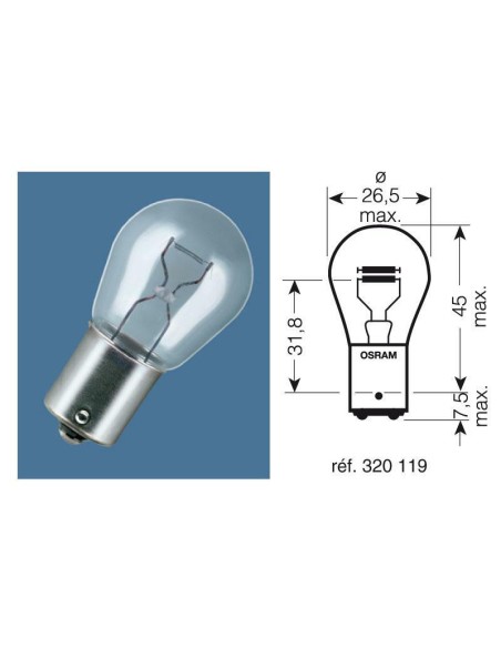 OSRAM Original Line P21/5W Light Bulbs 12V 21/5W - x10