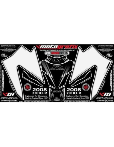 MOTOGRAFIX al carenului frontal alb Kawasaki ZX10R Ninja