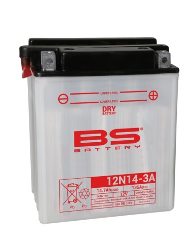 BS BATTERY Battery Conventional with Acid Pack - 12N14-3A