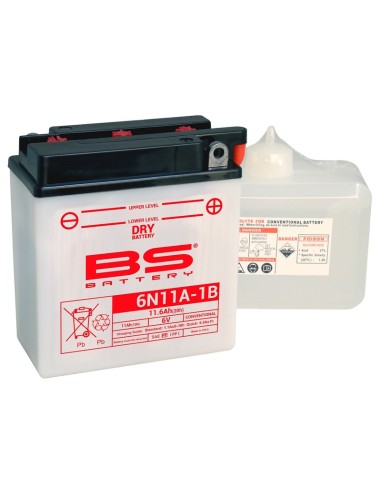 BS BATTERY Battery Conventional with Acid Pack - 6N11A-1B