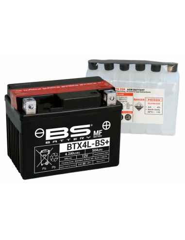 BS BATTERY Battery Maintenance Free with Acid Pack - BTX4L+ / BTZ5S