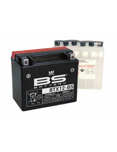 BS BATTERY Battery Maintenance Free with Acid Pack - BTX12-BS