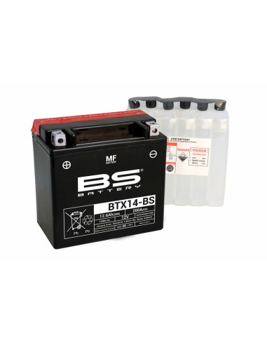 BS BATTERY Battery Maintenance Free with Acid Pack - BTX14-BS