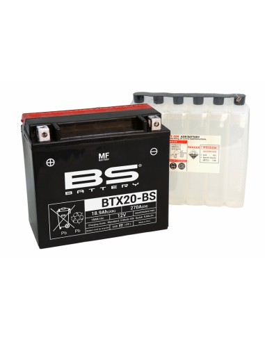 BS BATTERY Battery Maintenance Free with Acid Pack - BTX20-BS