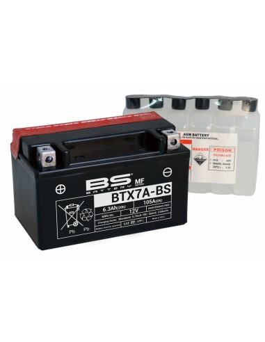 BS BATTERY Battery Maintenance Free with Acid Pack - BTX7A-BS