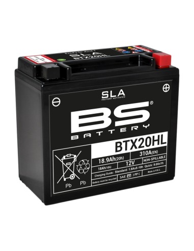 BS BATTERY Battery Maintenance Free with Acid Pack - BTX20HL-BS