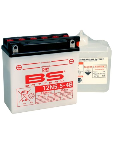 BS BATTERY Battery Conventional with Acid Pack - 12N5.5-4B