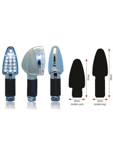 BIHR Triangle LED Indicators Short chromed Universal