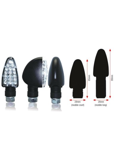 BIHR Triangle LED Indicators Long Black Universal