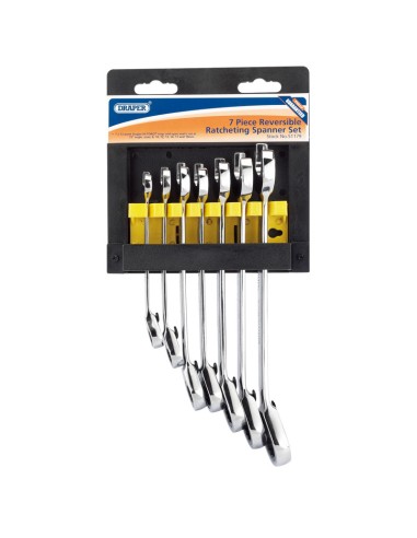 DRAPER 7 Reversible Ratchet Combination Wrenches Set