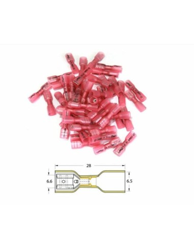 Conector BIHR mamă termocontractabil pentru sertizare Ø0,5 mm²/1,5 mm² - 50 buc Roșu transparent