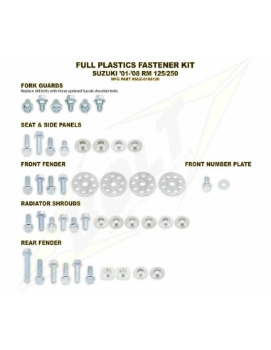 Set complet de șuruburi Bolt din plastic pentru Suzuki RM125/250