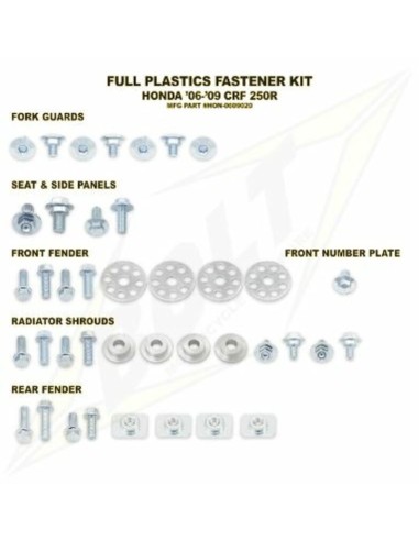 Set complet de șuruburi Bolt din plastic pentru Honda CR125/250